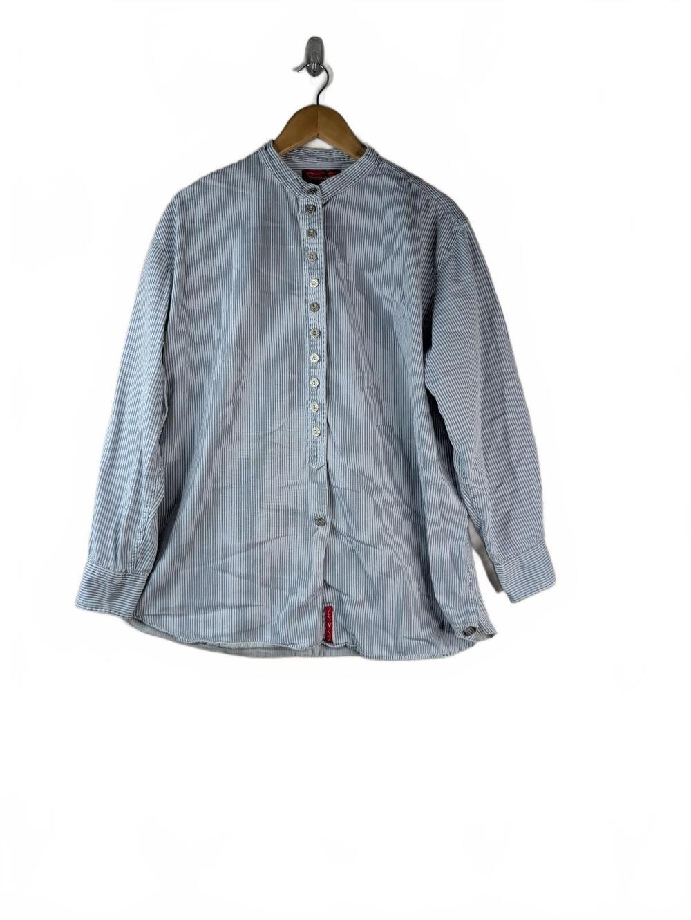 Vintage 90s Venezia Jeans Railroad-Striped Cotton Tunic Shirt 2X